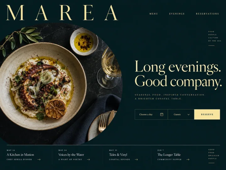 A restaurant website with a table reservation form